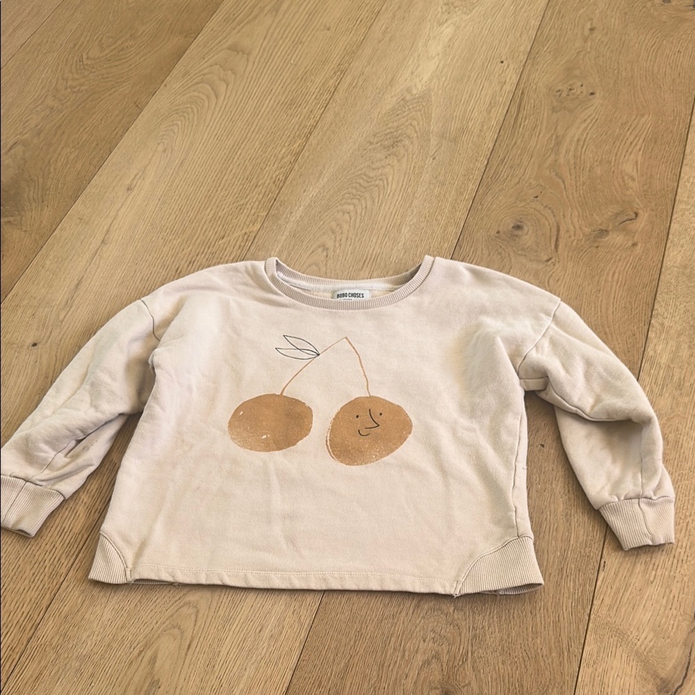 Bobo choses Kids Cherry Print Sweatshirt - tan 8/9